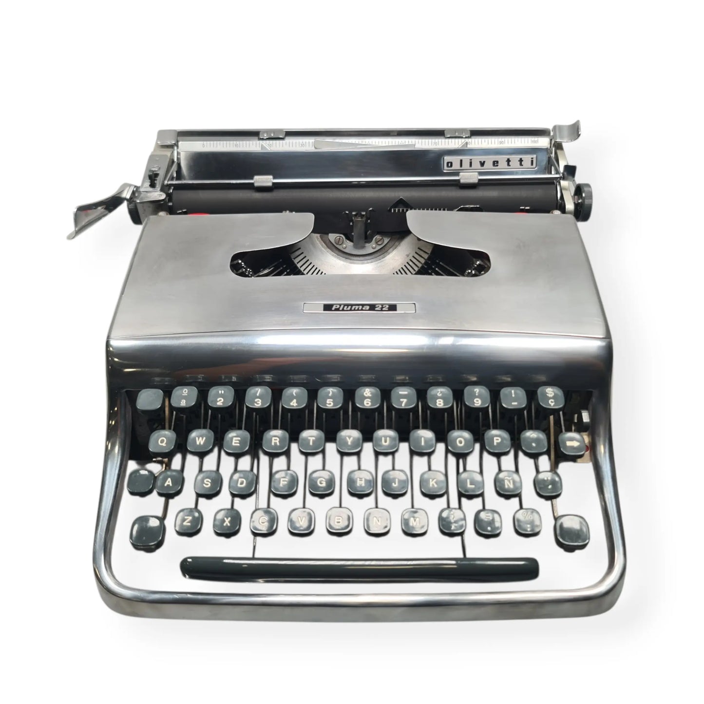 Olivetti Pluma 22 - Limited Polished Silver Edition Typewriter QWERTY ElGranero Typewriter.Company
