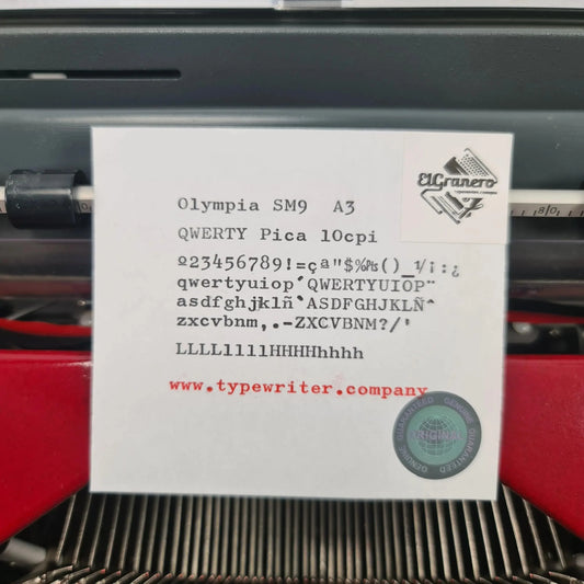 SOLD! Olympia SM9 Typewriter A3, Burgundy, QWERTY Keyboard, Refurbished - ElGranero Typewriter.Company