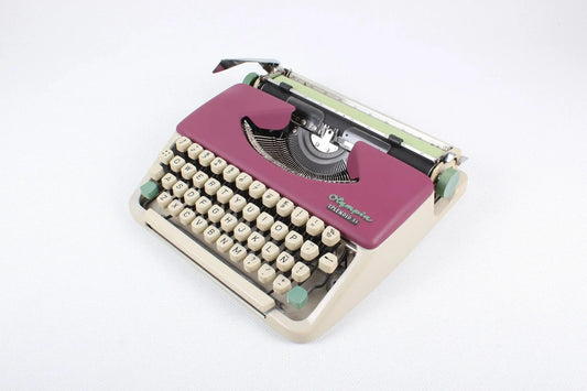SOLD! Olympia Splendid Burgundy, Vintage Manual Typewriter, Restored - ElGranero Typewriter.Company