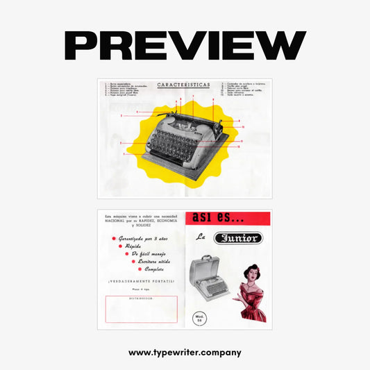 Original Vintage Ad for Typewriter Junior, PDF in Spanish - ElGranero Typewriter.Company