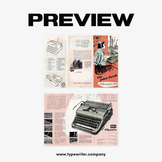 Original Vintage Ad for Typewriter Olympia SM3, PDF in German - ElGranero Typewriter.Company