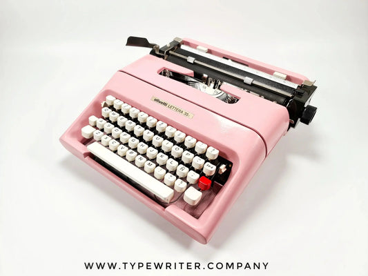 Olivetti Lettera 35 Orchid Pink Vintage, Manual Typewriter, Restored - ElGranero Typewriter.Company