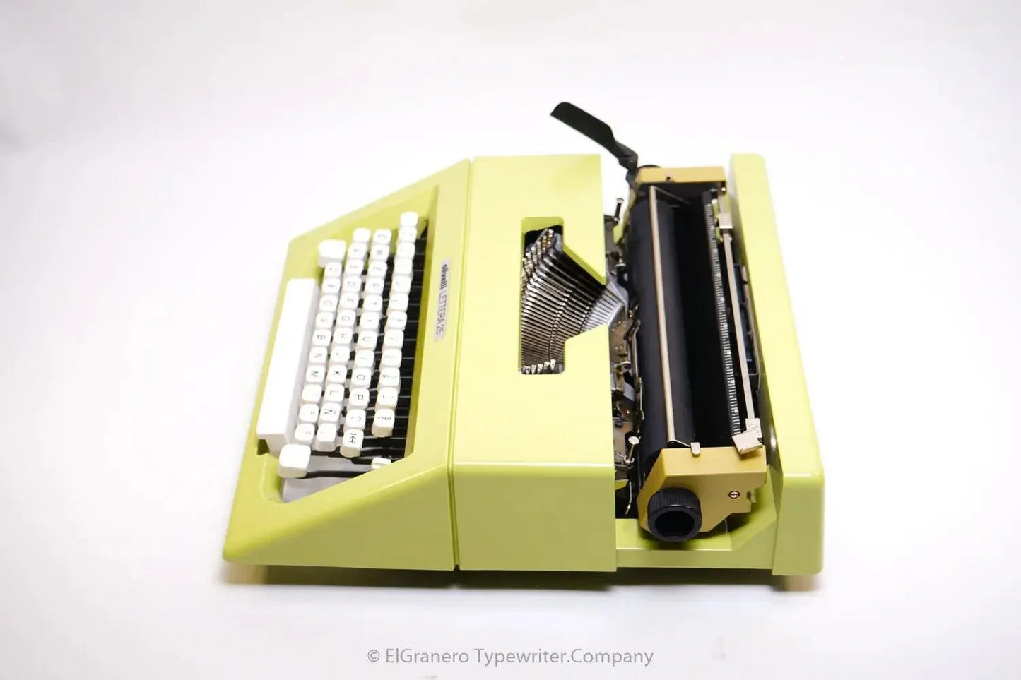 Olivetti Lettera 25 Lime Yellow Typewriter, Vintage Manual, Refurbished - ElGranero Typewriter.Company