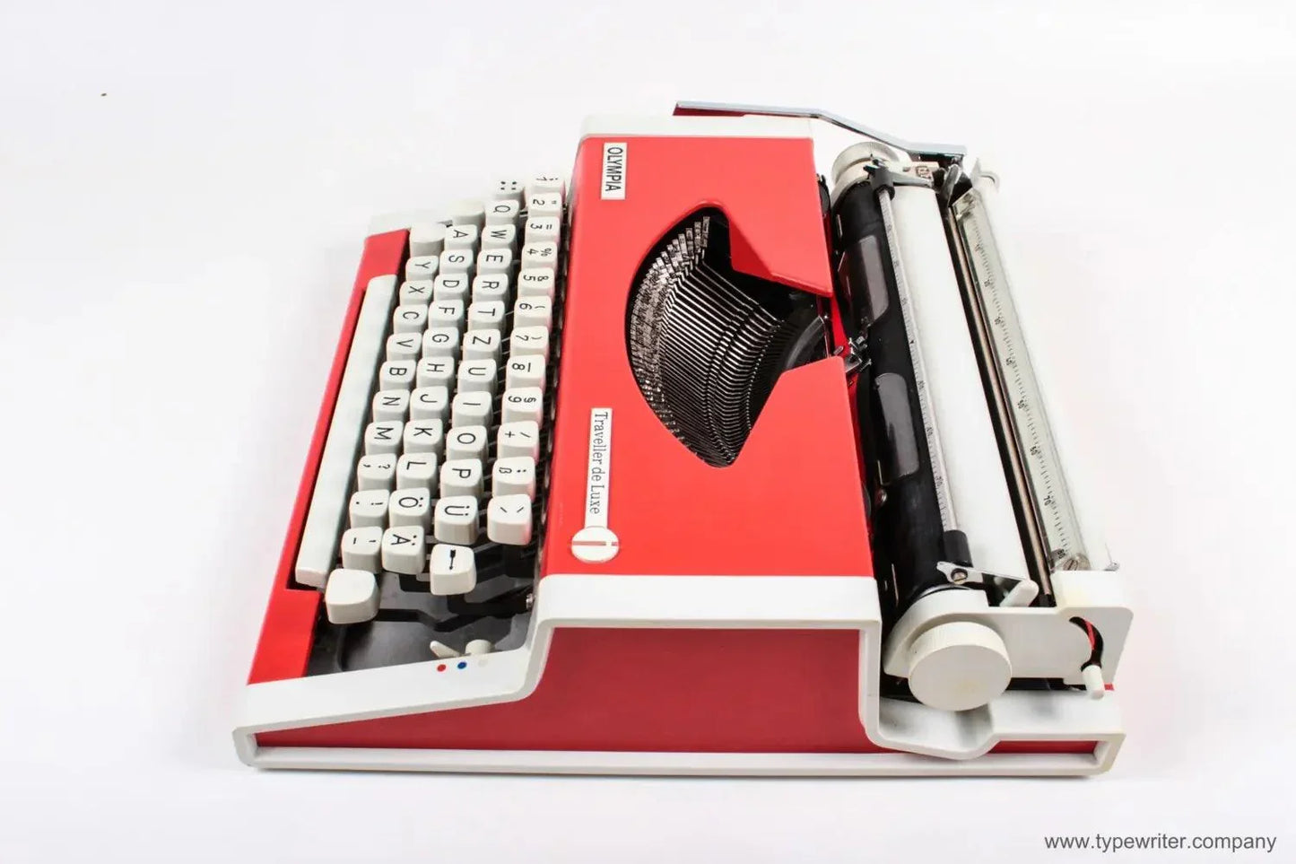 Olympia Traveller De Luxe Red Typewriter, Vintage Manual, Refurbished - ElGranero Typewriter.Company