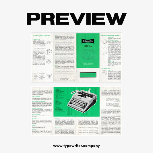 Instruction Manual for Vintage Typewriter Olympia Monica / SM8, PDF in Spanish - ElGranero Typewriter.Company