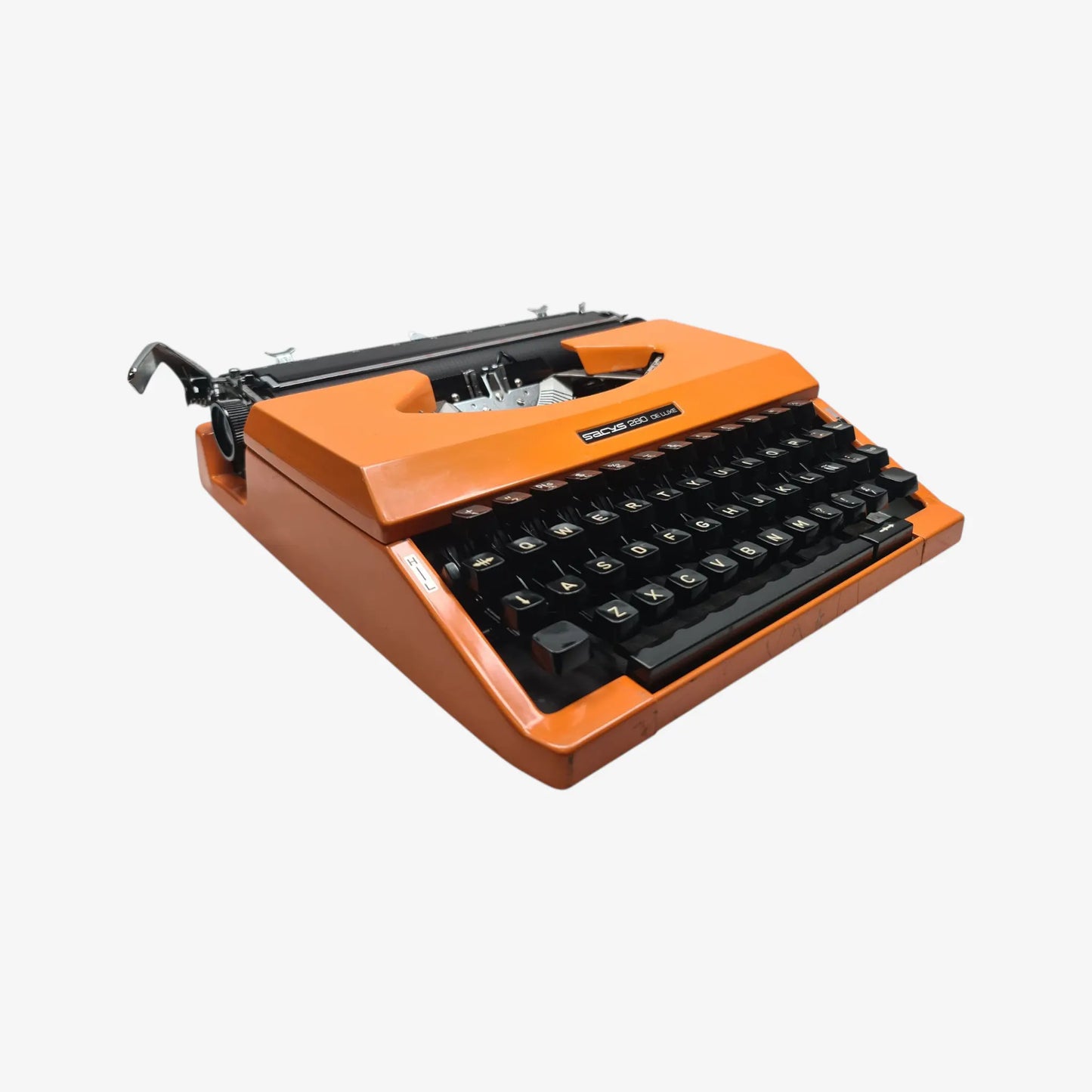 Sacys 280 De Luxe- Restored 1970s Portable Typewriter (QWERTY, Orange) ElGranero Typewriter.Company