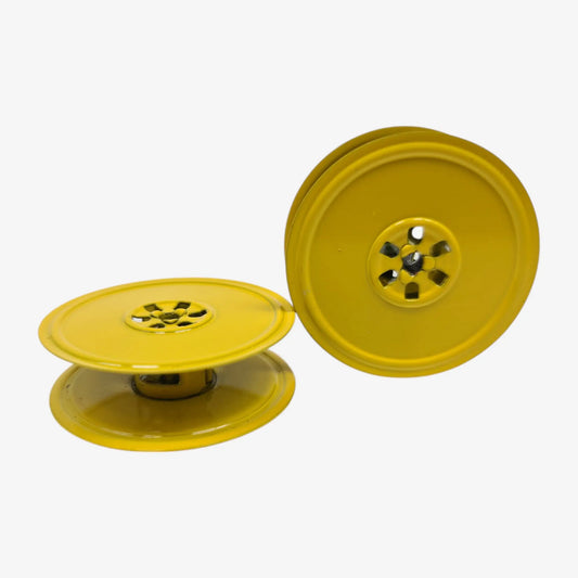 Yellow Vintage Metal Ribbon Spools for German Typewriters, DIN 2103 El Granero Typewriter.Company