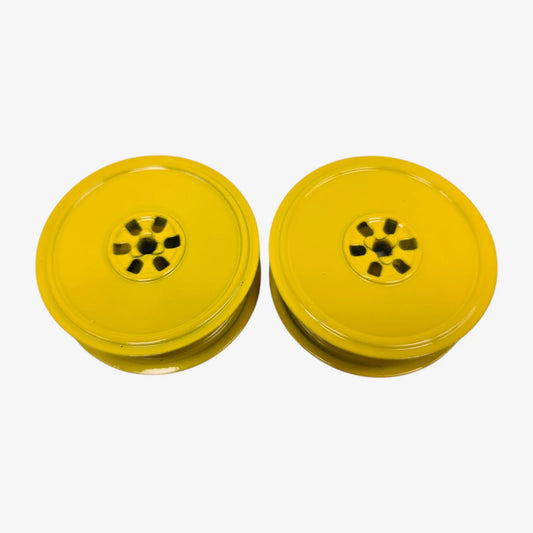 Yellow Vintage Metal Ribbon Spools for German Typewriters, DIN 2103 El Granero Typewriter.Company