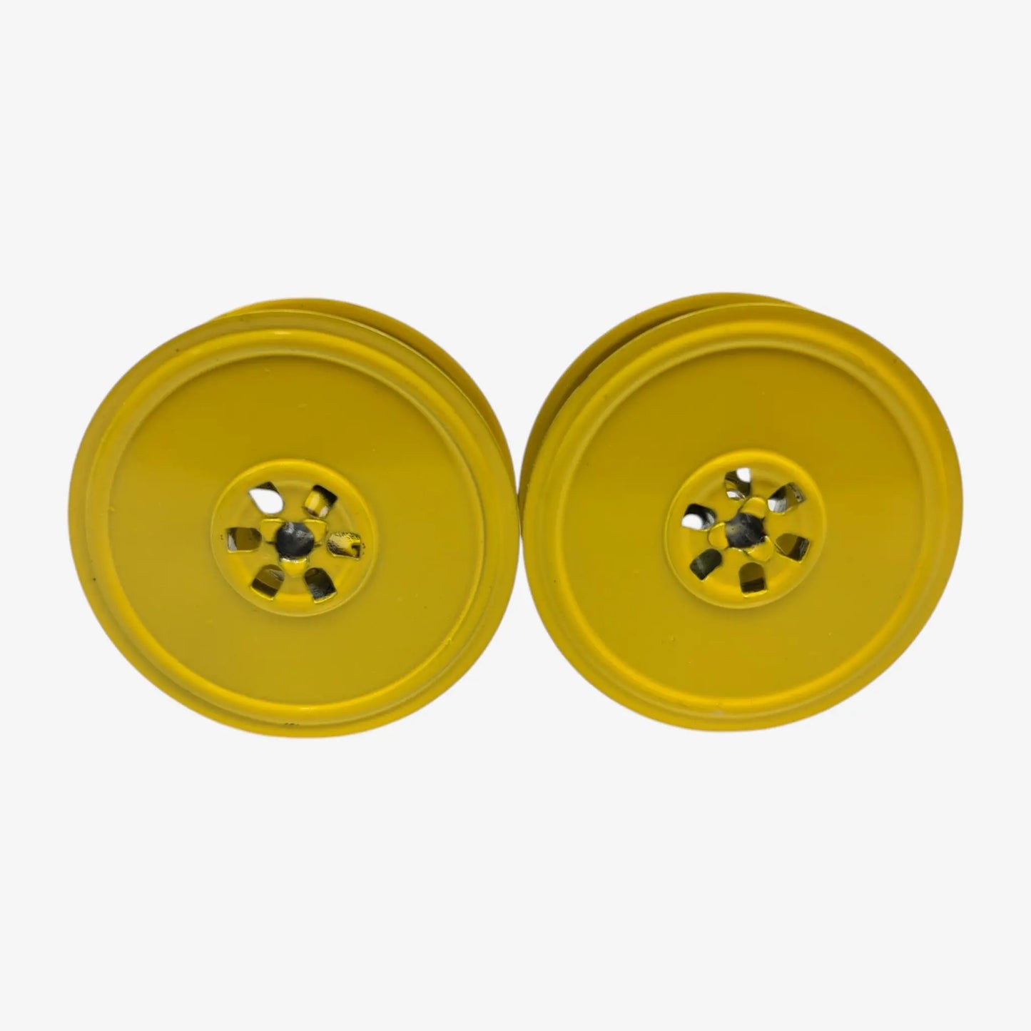 Yellow Vintage Metal Ribbon Spools for German Typewriters, DIN 2103 El Granero Typewriter.Company