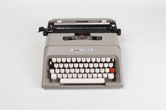 SALE! - Olivetti Lettera 35 Gray Typewriter, Vintage, Professionally Serviced