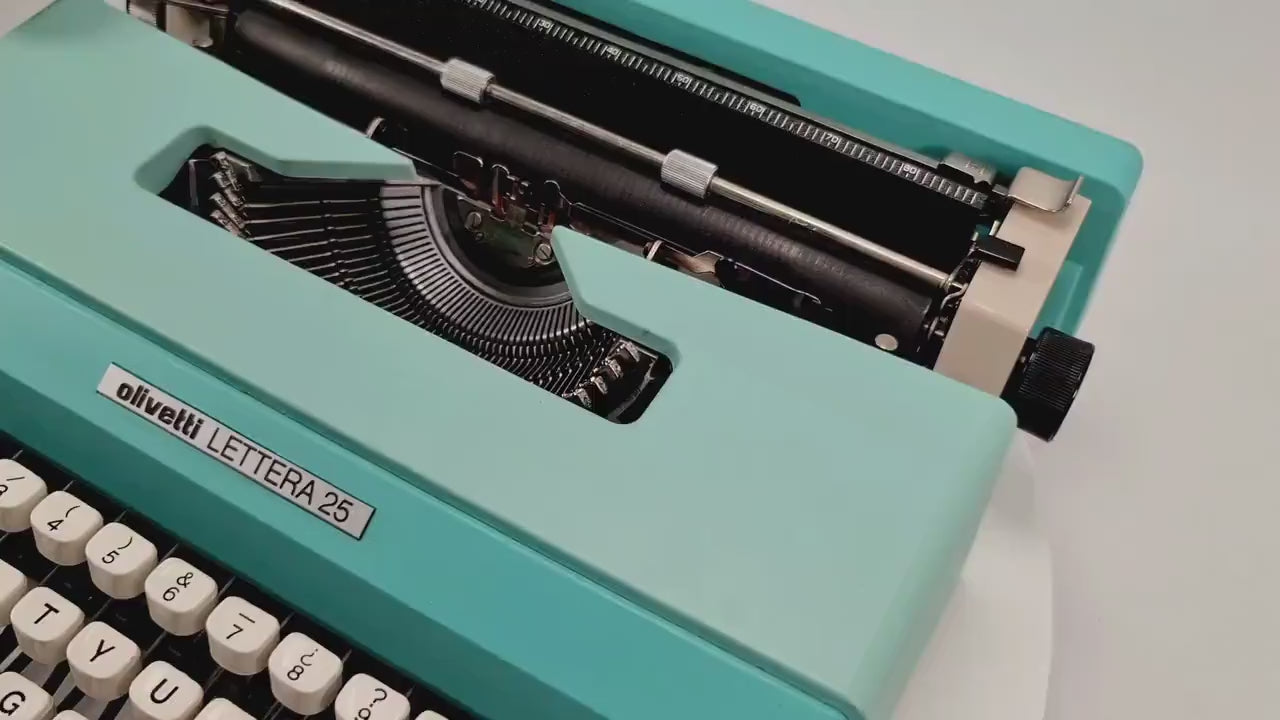 Olivetti Lettera 25 Mint Green Typewriter, Vintage, Manual Portable, Professionally Serviced by Typewriter.Company