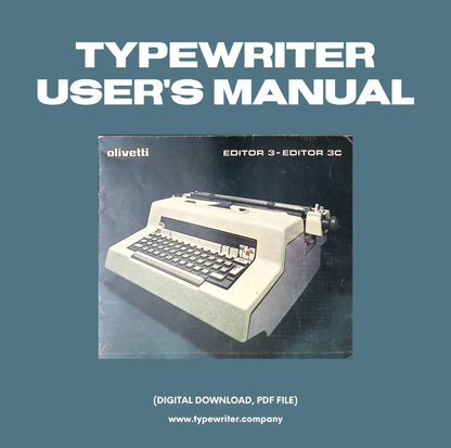 Instruction Manual for Vintage Typewriter Olivetti Editor 3 / 3C, PDF in Spanish - ElGranero Typewriter.Company
