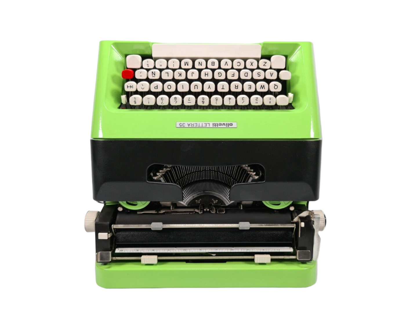 Olivetti Lettera 35 Black, Green Manual Vintage Typewriter, Serviced