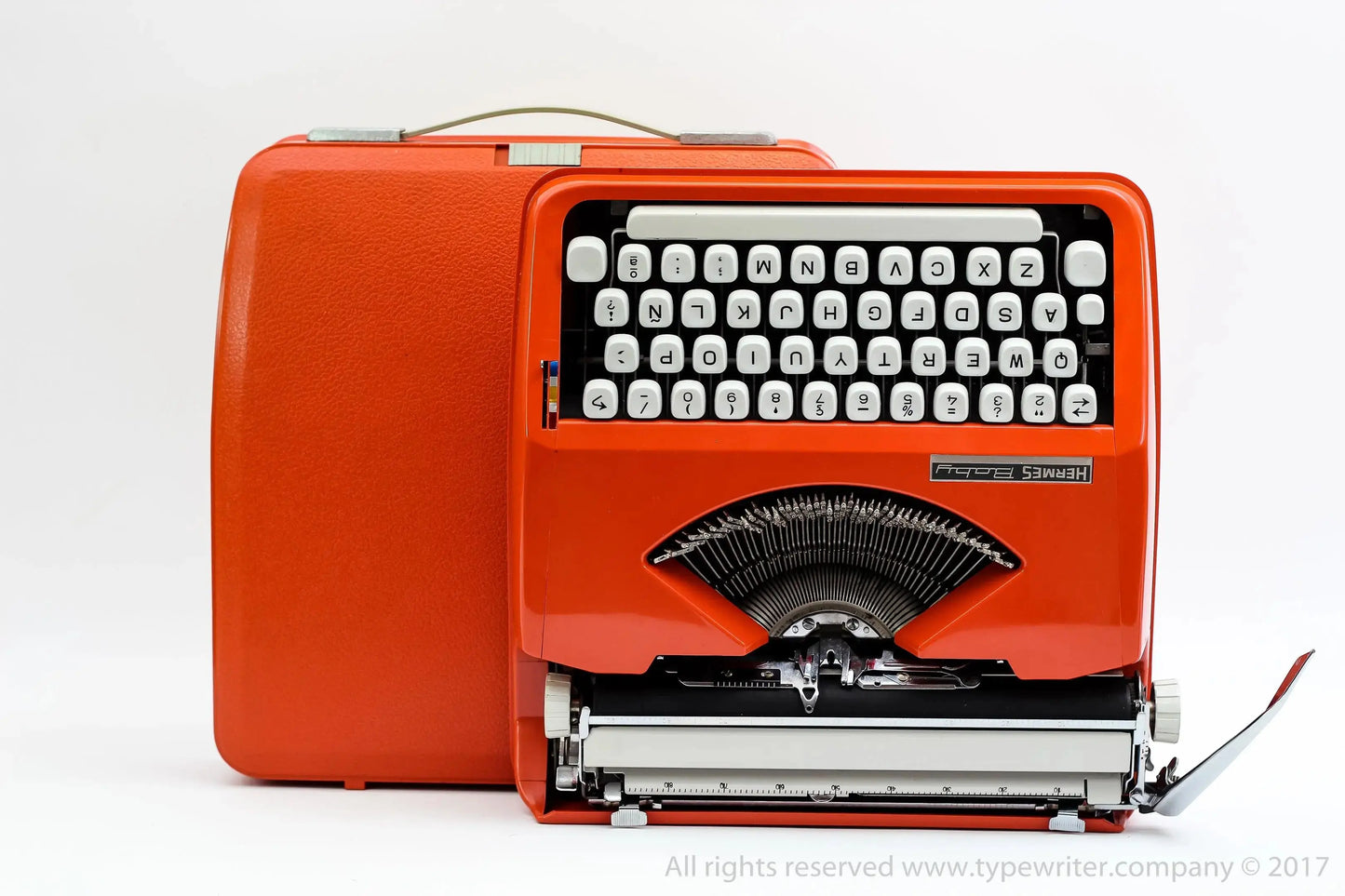 SOLD! Cursive font! Hermes Baby Orange, Vintage Manual Typewriter, Restored - ElGranero Typewriter.Company