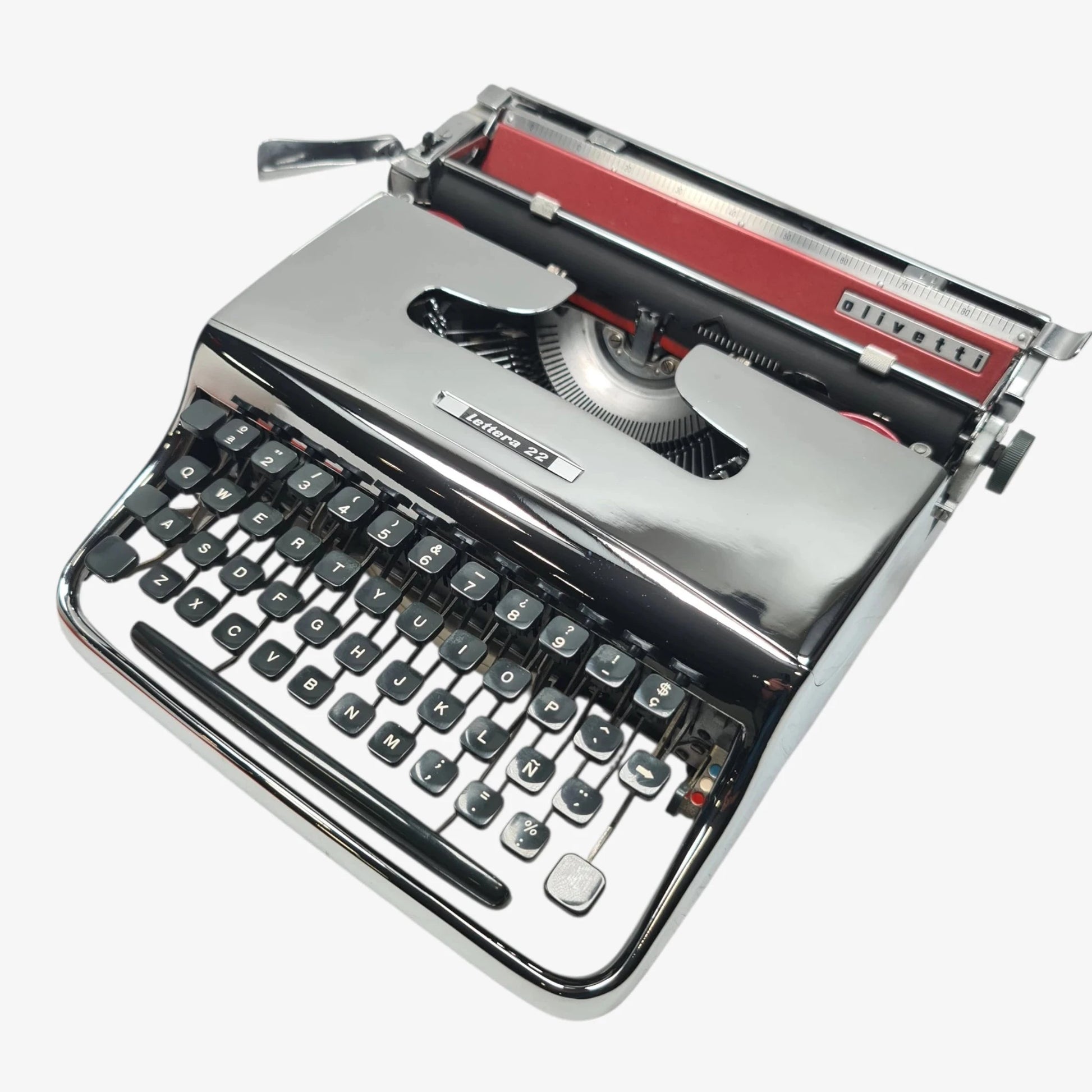 Olivetti Pluma 22 - Chrome Limited Edition Typewriter QWERTY  ElGranero Typewriter.Company