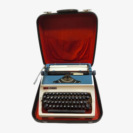 Erika Daro mod.34, Light Gray&Blue Manual Vintage Typewriter, Serviced - ElGranero Typewriter.Company