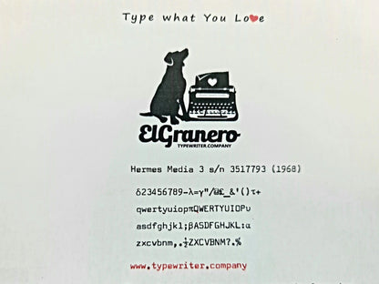 SOLD! Hermes Media 3 Typewriter 13cpi Elite Techno, Antique, Maths / Physics / Greek - ElGranero Typewriter.Company