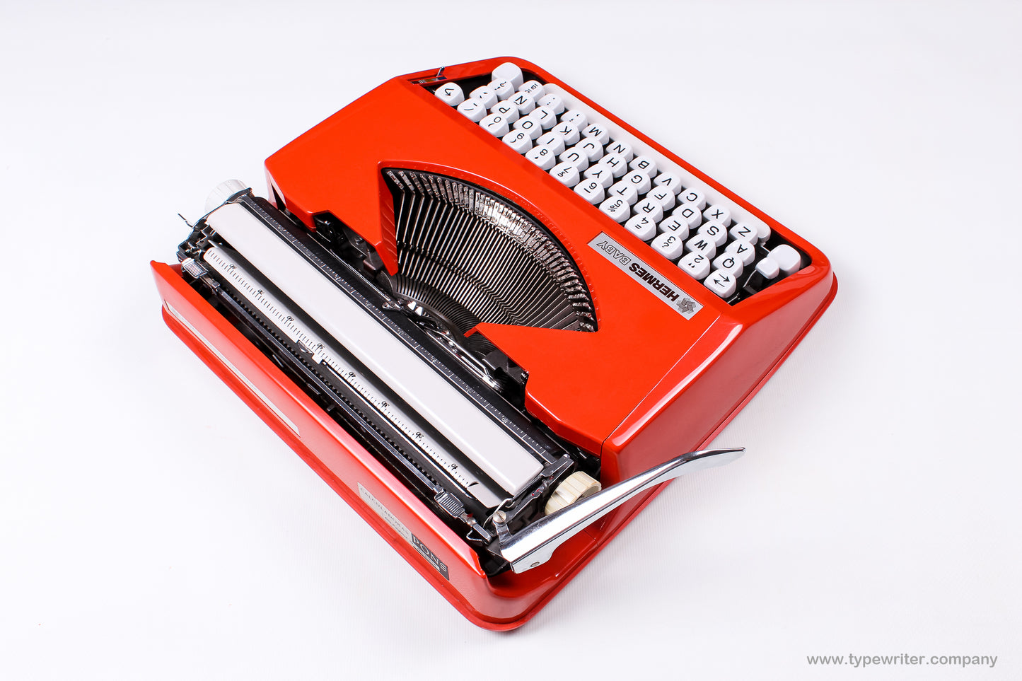Hermes Baby, Orange Manual Vintage Typewriter, Serviced
