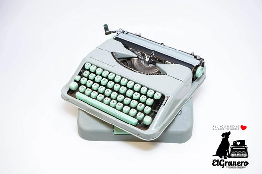 Hermes Baby Seafoam Green, Vintage Manual Typewriter, Restored - ElGranero Typewriter.Company