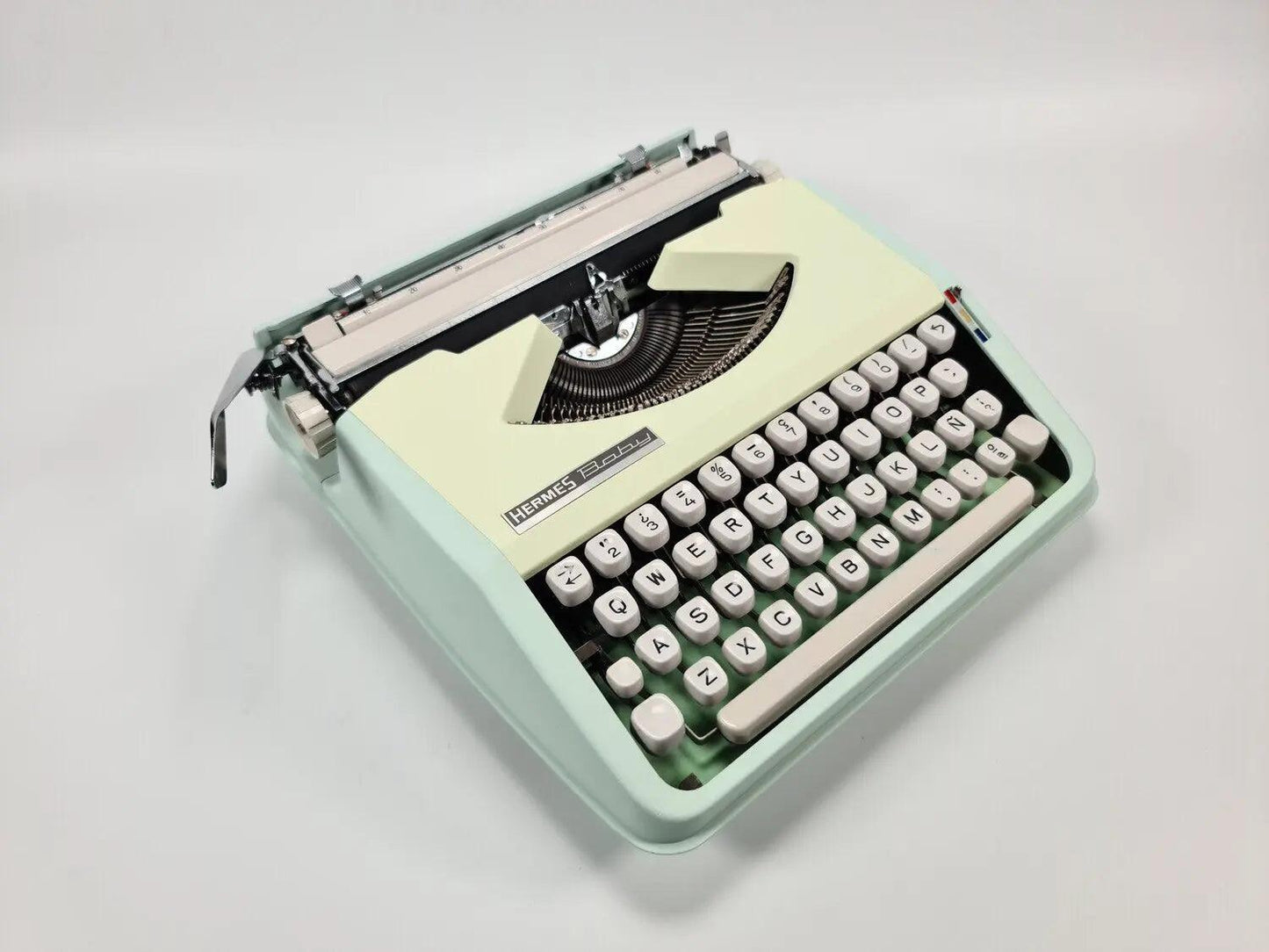 Hermes Baby, Mint Green Manual Vintage Typewriter, Restored - ElGranero Typewriter.Company