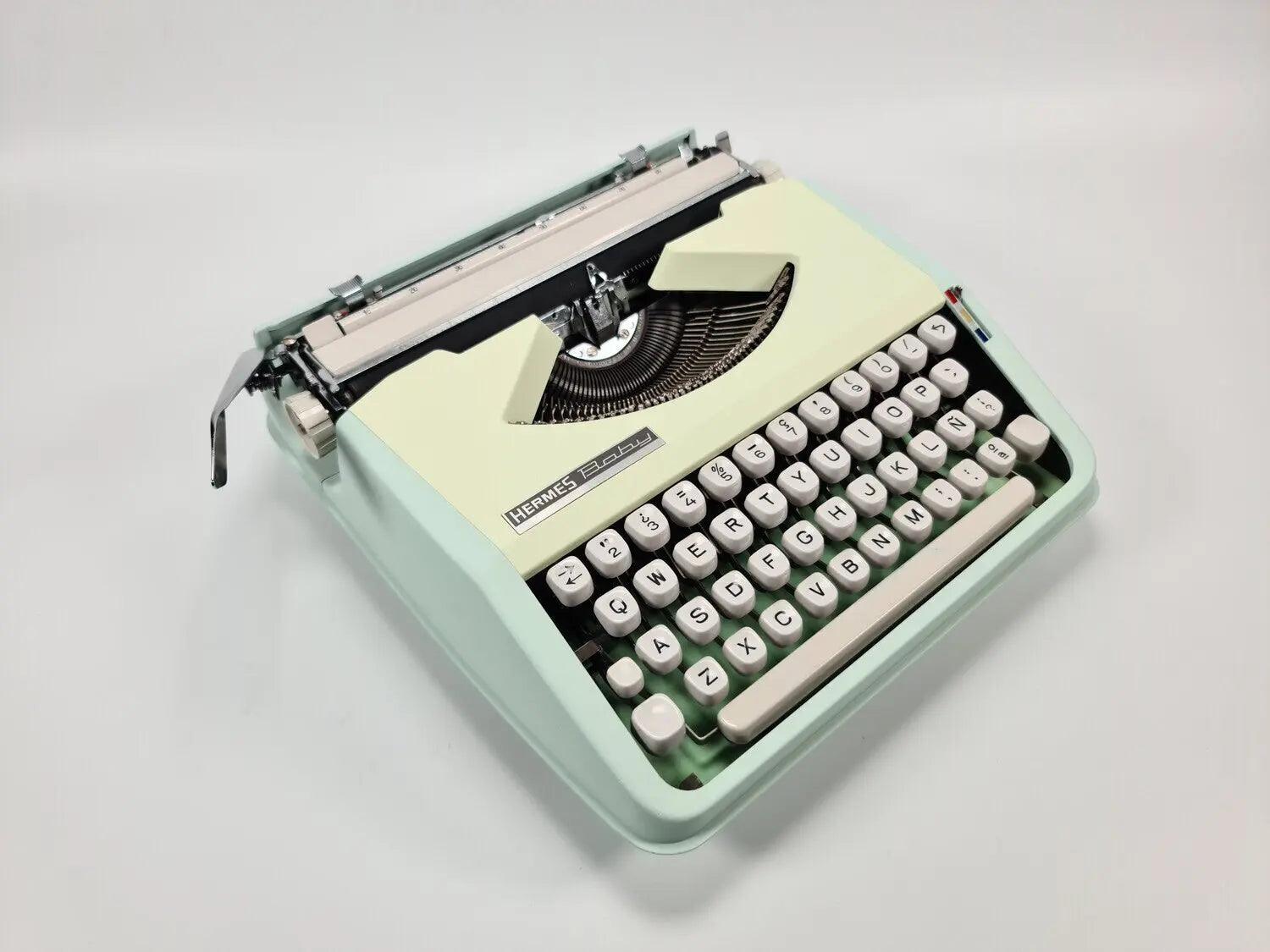Hermes Baby, Mint Green Manual Vintage Typewriter, Restored - ElGranero Typewriter.Company