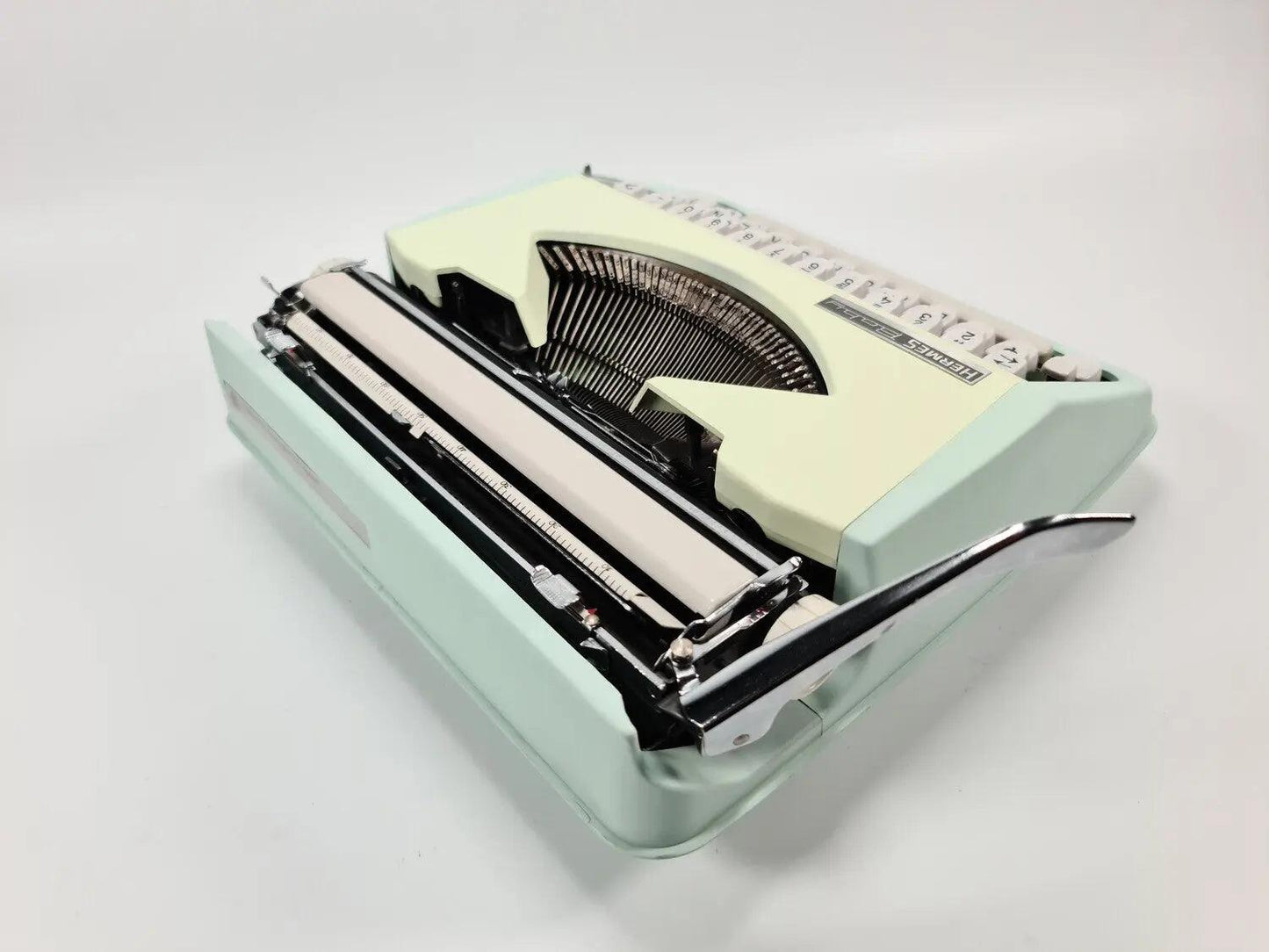 Hermes Baby, Mint Green Manual Vintage Typewriter, Restored - ElGranero Typewriter.Company
