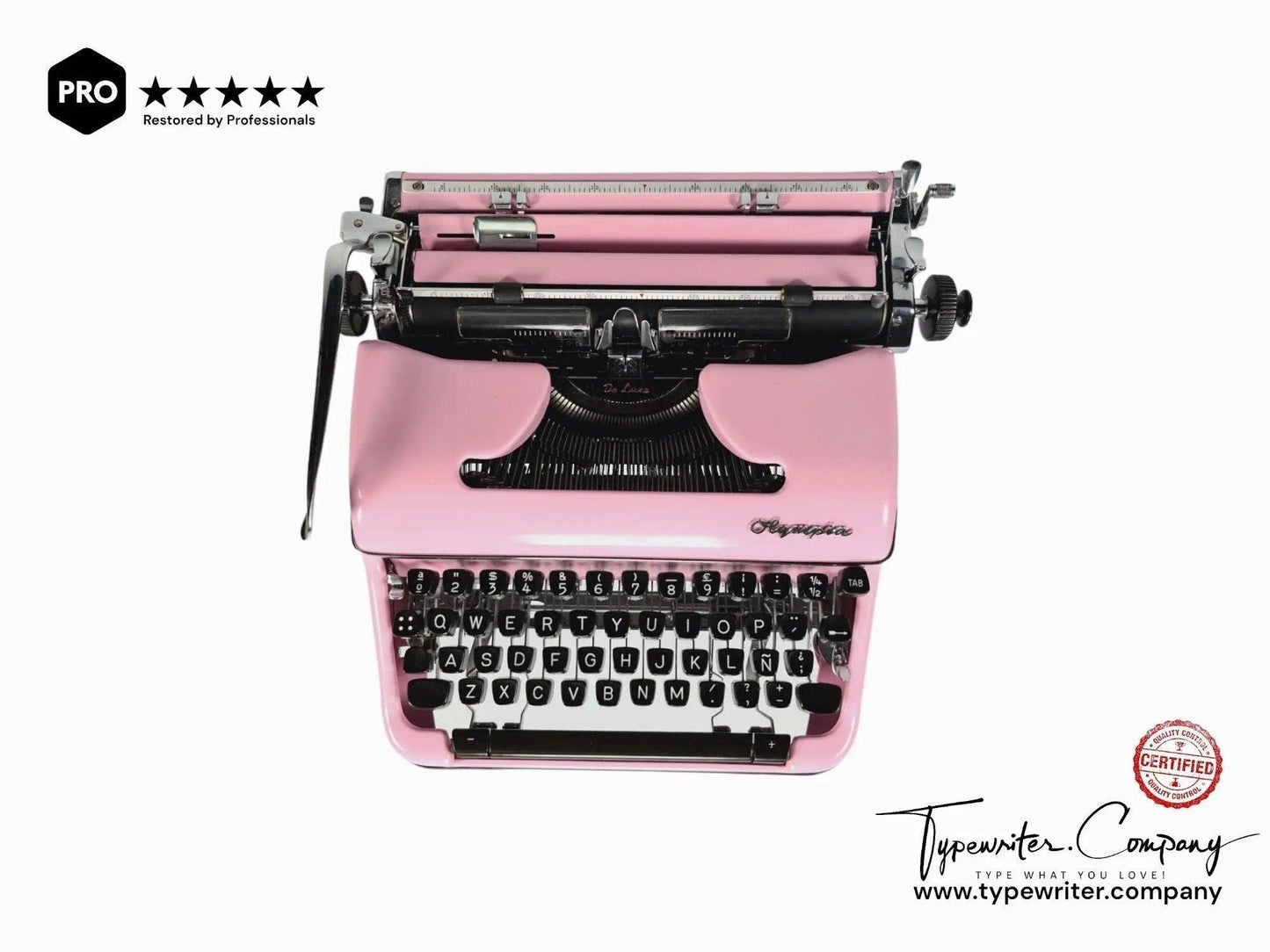 SOLD! Olympia SM4 Pink, Vintage Manual Typewriter, Restored - ElGranero Typewriter.Company