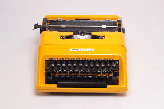Limited Edition Olivetti Lettera 35 Yellow Typewriter, Vintage, Manual Portable, Professionally Serviced by Typewriter.Company - ElGranero Typewriter.Company