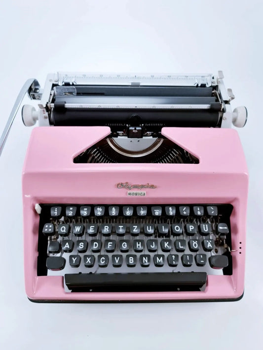 Limited Edition Olympia SM8 Monica Flamingo Pink Typewriter, Vintage, Manual Portable, Professionally Serviced by Typewriter.Company - ElGranero Typewriter.Company