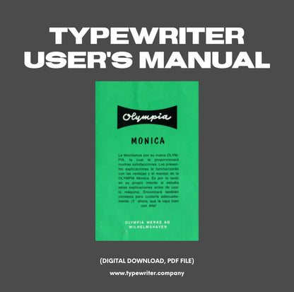 Instruction Manual for Vintage Typewriter Olympia Monica / SM8, PDF in Spanish - ElGranero Typewriter.Company