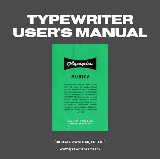 Instruction Manual for Vintage Typewriter Olympia Monica / SM8, PDF in Spanish - ElGranero Typewriter.Company