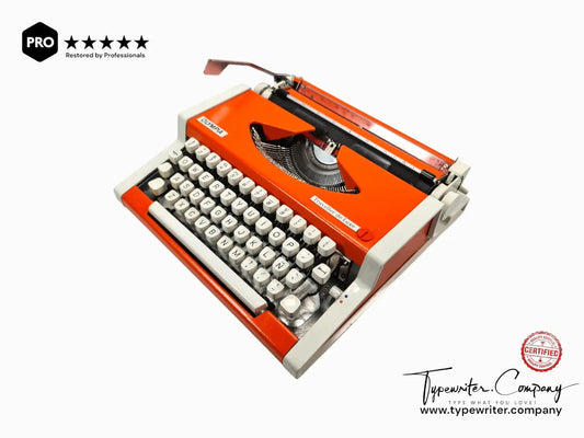 SOLD! Olympia Traveller, Orange Manual Vintage Typewriter, Serviced - ElGranero Typewriter.Company