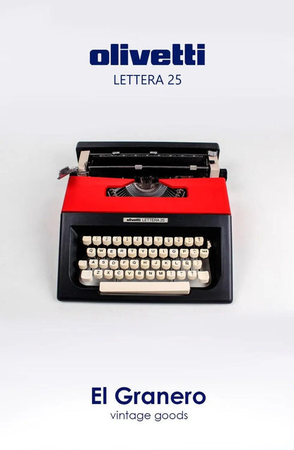 Olivetti Lettera 25 Red & Black, Vintage Manual Typewriter, Refurbished - ElGranero Typewriter.Company