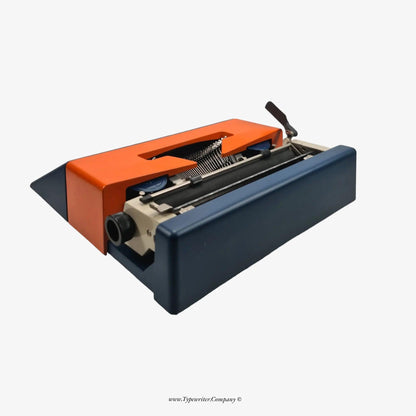 Olivetti Lettera 25, Navy Blue & Orange Vintage Typewriter, Manual Refurbished - ElGranero Typewriter.Company
