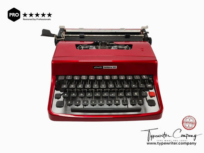 Olivetti Lettera 32 Burgundy, Vintage Manual Typewriter, Refurbished - ElGranero Typewriter.Company