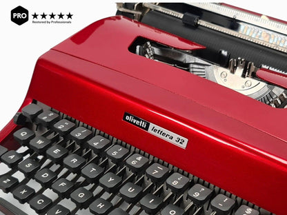 Olivetti Lettera 32 Burgundy, Vintage Manual Typewriter, Refurbished - ElGranero Typewriter.Company