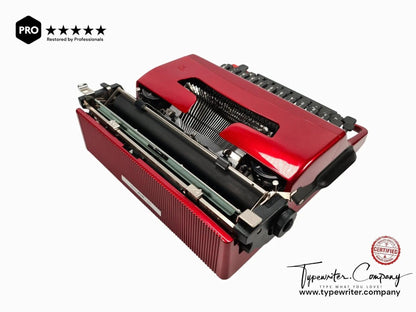 Olivetti Lettera 32 Burgundy, Vintage Manual Typewriter, Refurbished - ElGranero Typewriter.Company