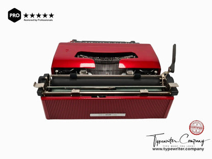 Olivetti Lettera 32 Burgundy, Vintage Manual Typewriter, Refurbished - ElGranero Typewriter.Company
