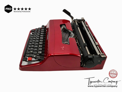 Olivetti Lettera 32 Burgundy, Vintage Manual Typewriter, Refurbished - ElGranero Typewriter.Company