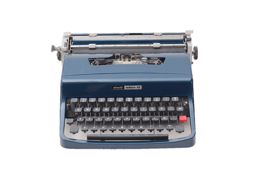 Olivetti Lettera 32 Pro Navy Blue, Vintage Manual Typewriter, Restored - ElGranero Typewriter.Company
