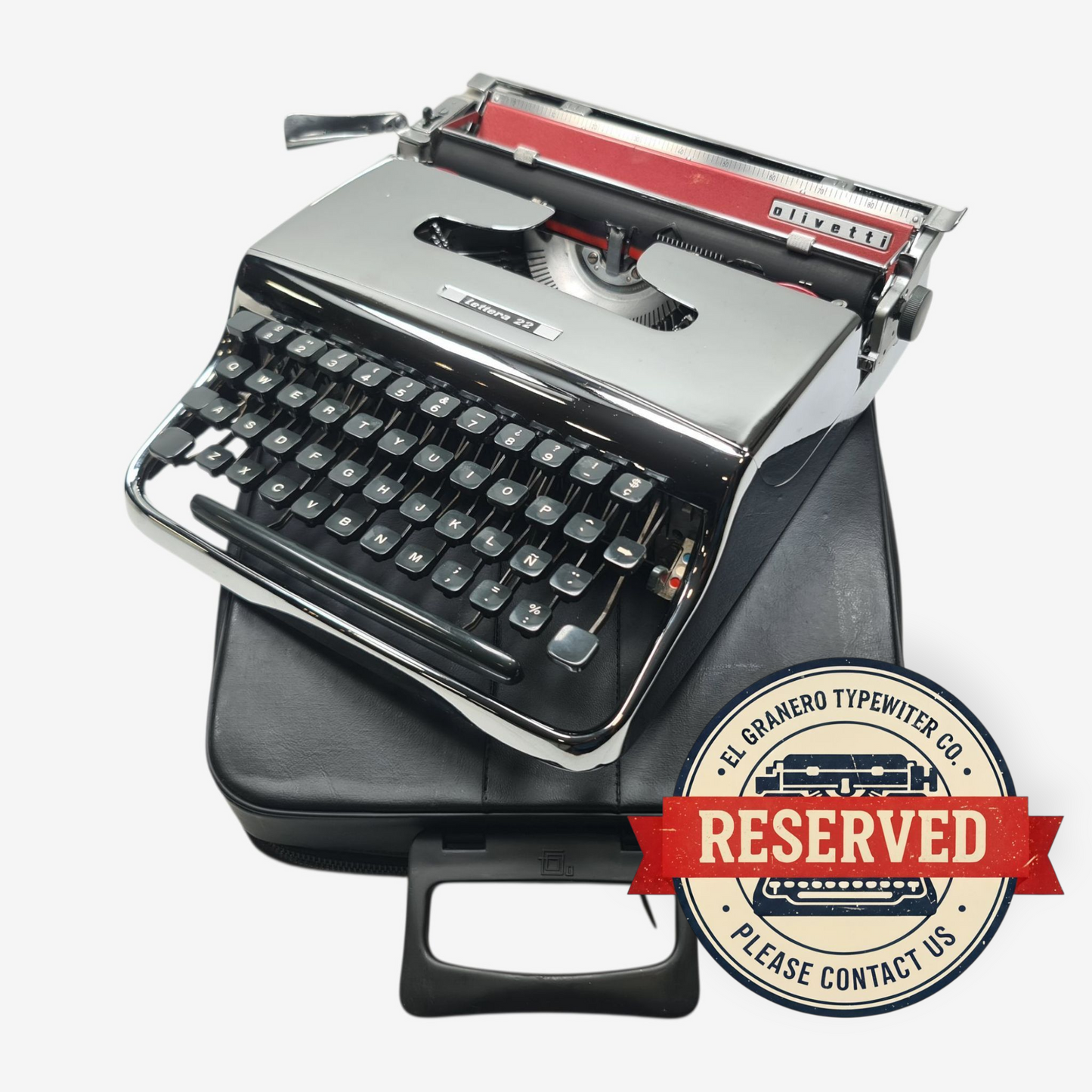 Olivetti Pluma 22 - Chrome Limited Edition Typewriter QWERTY  ElGranero Typewriter.Company