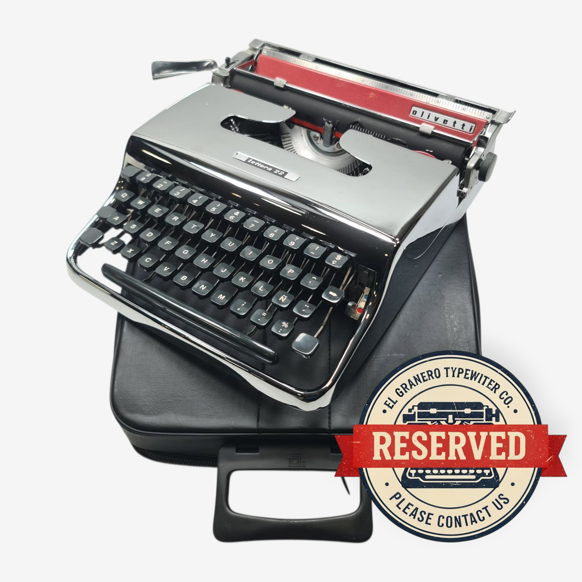 Olivetti Pluma 22 - Chrome Limited Edition Typewriter QWERTY  ElGranero Typewriter.Company