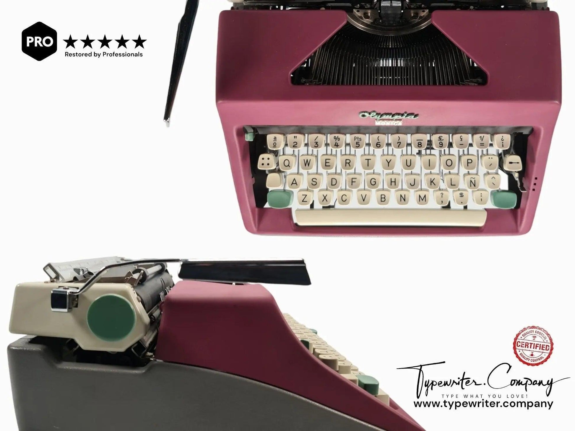 SOLD! Olympia SM8 Plum Violet, Vintage Manual Typewriter, Refurbished - ElGranero Typewriter.Company