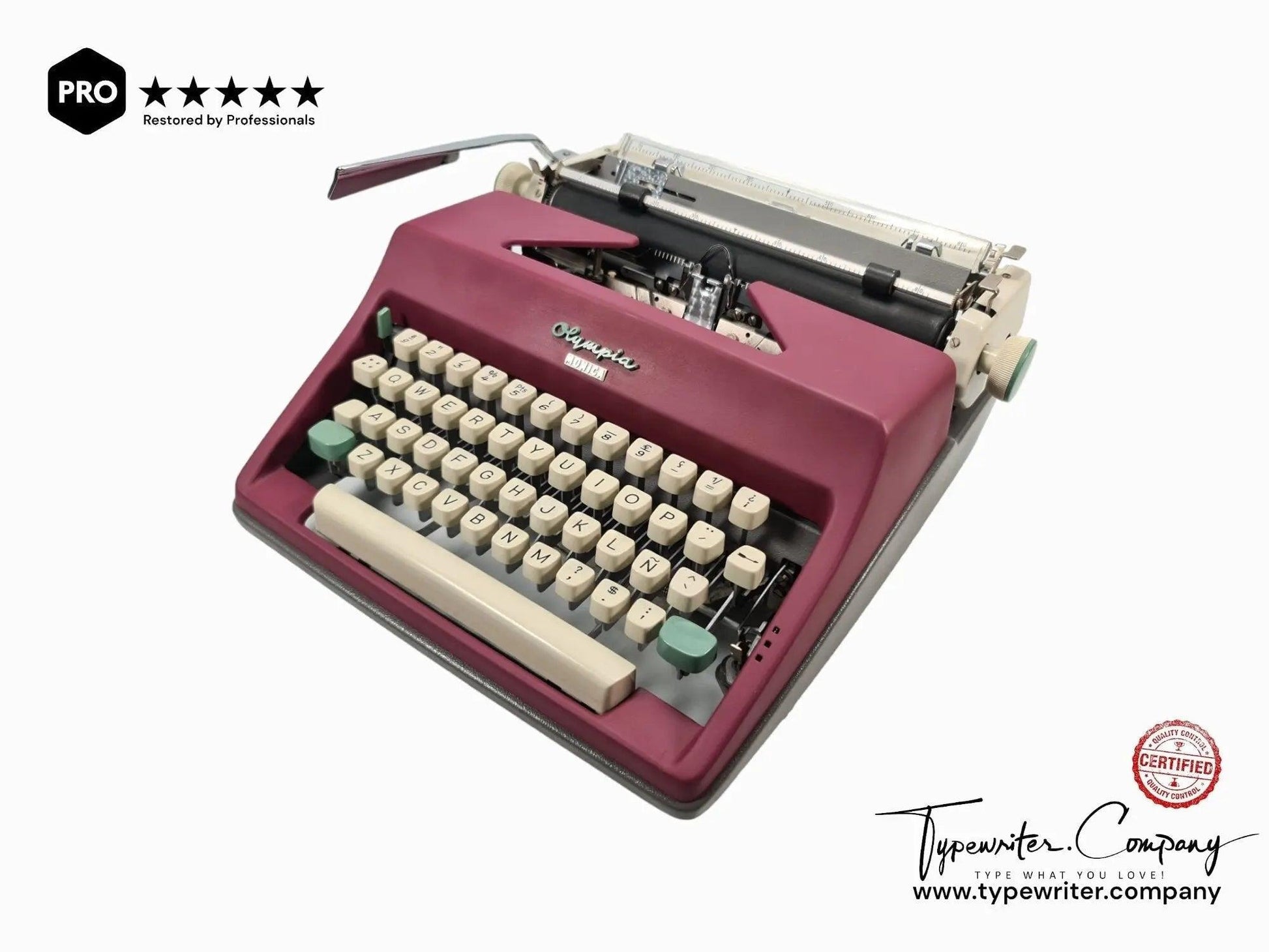 SOLD! Olympia SM8 Plum Violet, Vintage Manual Typewriter, Refurbished - ElGranero Typewriter.Company