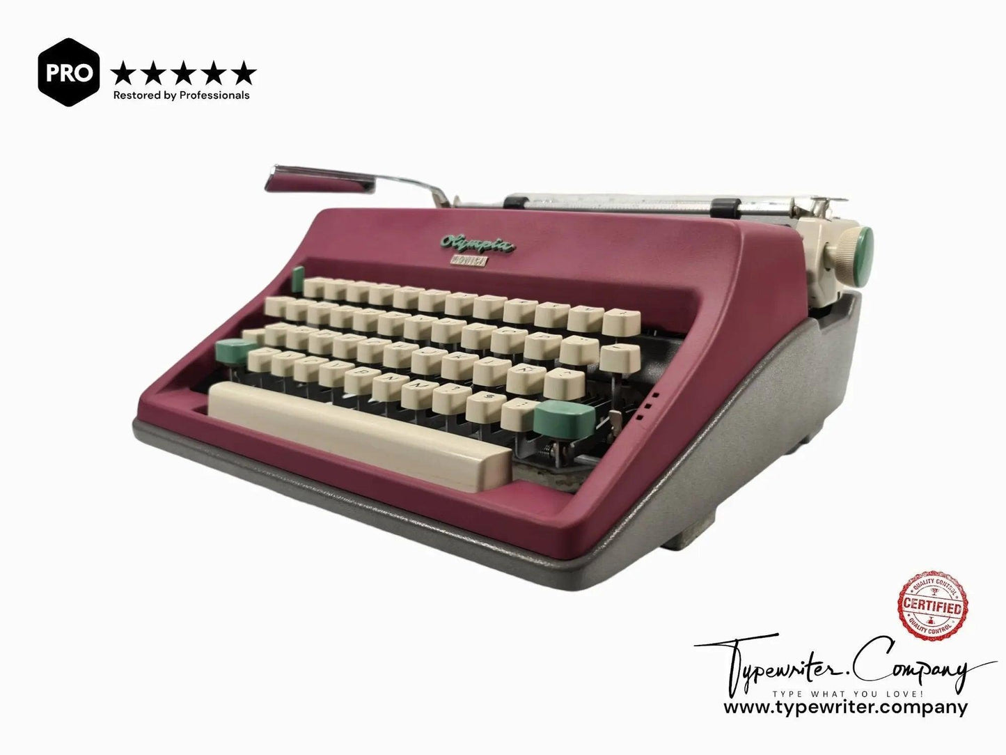 SOLD! Olympia SM8 Plum Violet, Vintage Manual Typewriter, Refurbished - ElGranero Typewriter.Company