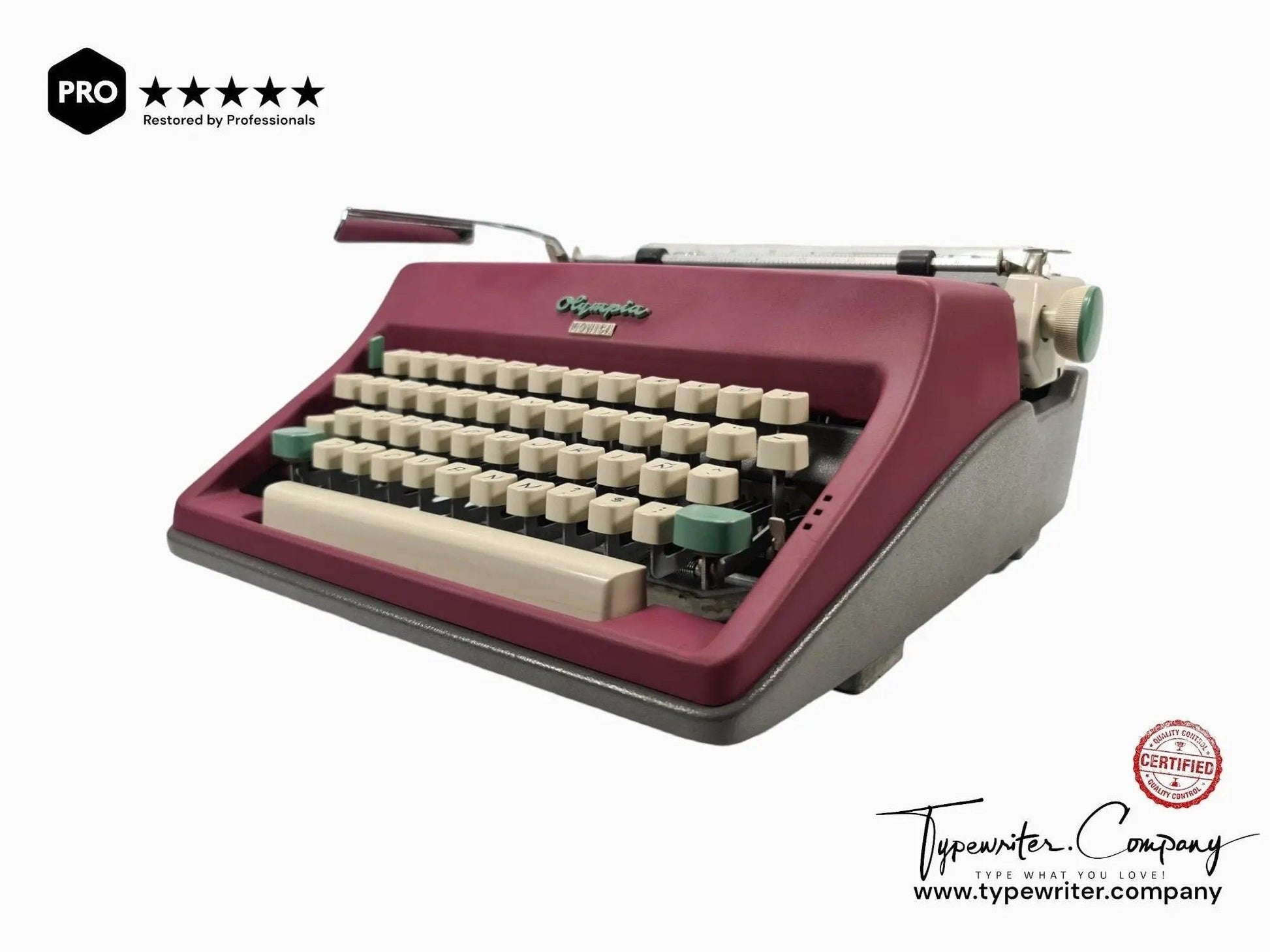 SOLD! Olympia SM8 Plum Violet, Vintage Manual Typewriter, Refurbished - ElGranero Typewriter.Company