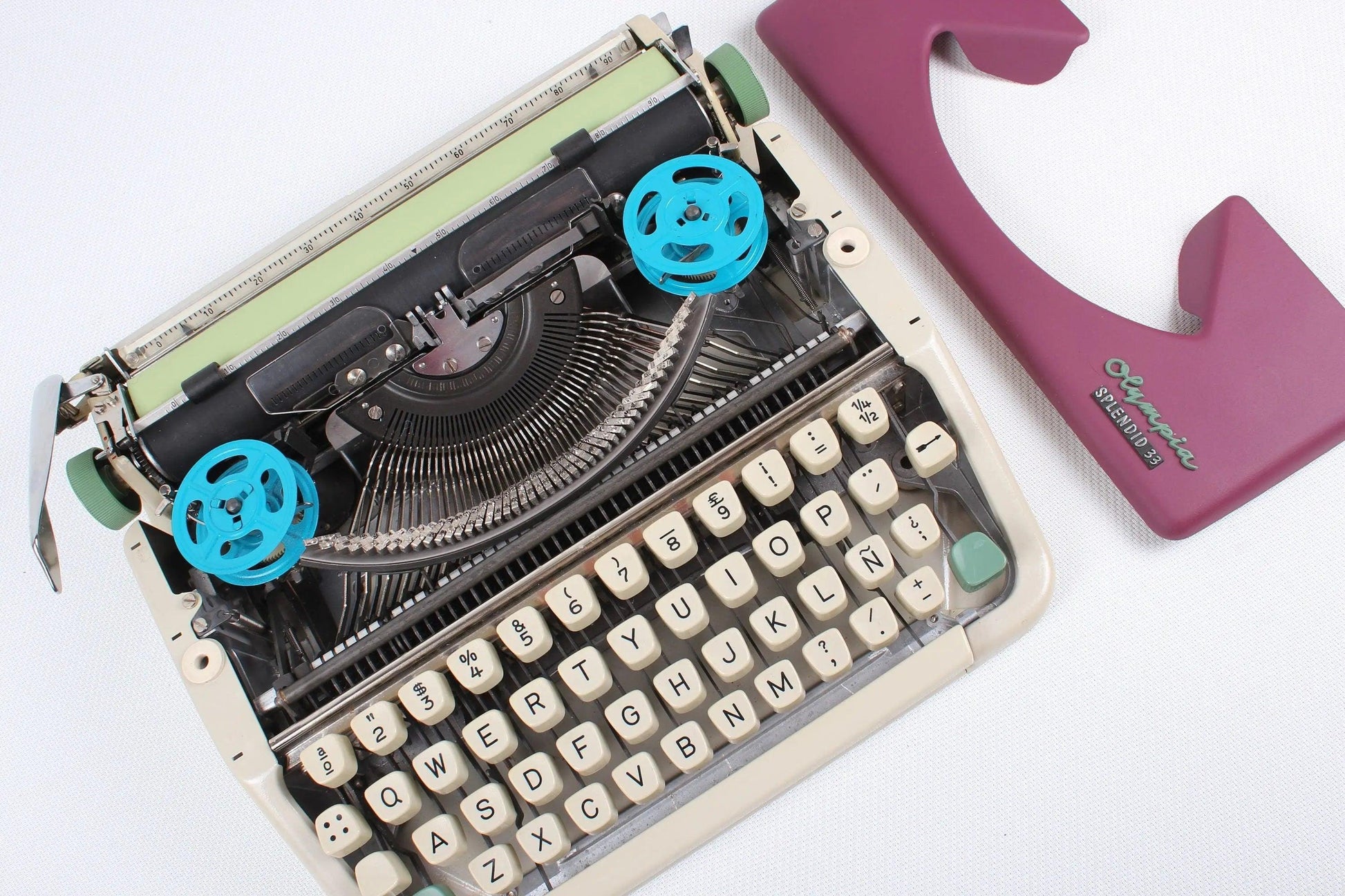 SOLD! Olympia Splendid Burgundy, Vintage Manual Typewriter, Restored - ElGranero Typewriter.Company