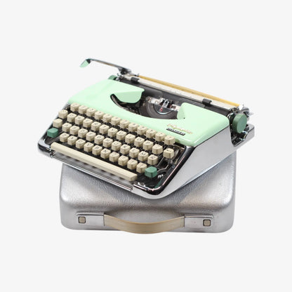 Olympia Splendid Vintage Manual Typewriter, Silver, Green, QWERTY, Restored - ElGranero Typewriter.Company