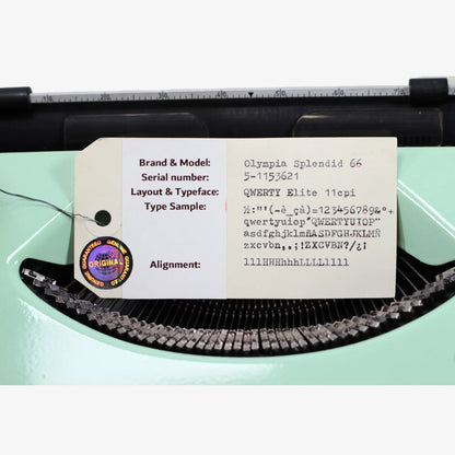 Olympia Splendid Vintage Manual Typewriter, Silver, Green, QWERTY, Restored - ElGranero Typewriter.Company