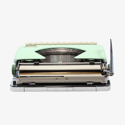 Olympia Splendid Vintage Manual Typewriter, Silver, Green, QWERTY, Restored - ElGranero Typewriter.Company